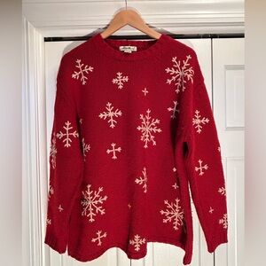 Eddie Bauer Snowflake Sweater - XL - Red/White
